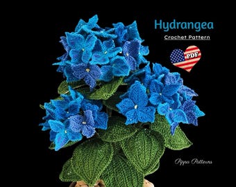 Crochet Hydrangea Flower Pattern photo tutorial - crochet pattern for Decor, Bouquets and Arrangements