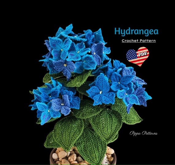 かぎ針編みの紫陽花パターン：写真付きチュートリアル（PDF