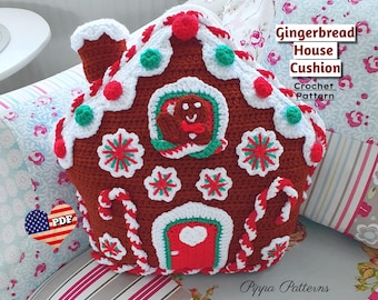 Gingerbread House Cushion Crochet Pattern: Photo Tutorial (PDF Pattern)