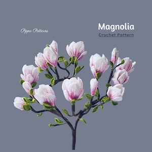 Crochet Magnolia Pattern  -  Crochet Flower Pattern - photo tutorial - crochet pattern for Dekor, Bouquets and Arrangements