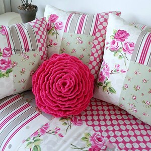 Crochet Rose Cushion Pattern Rose pillow crochet photo tutorial crochet pattern image 5