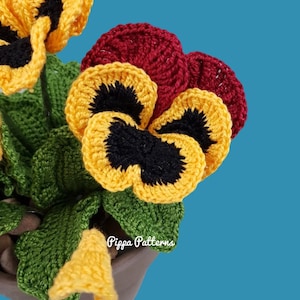 Crochet Pansy and Viola Pattern Crochet Flower Pattern crochet pattern photo tutorial for Decor, Bouquets and Arrangements image 2