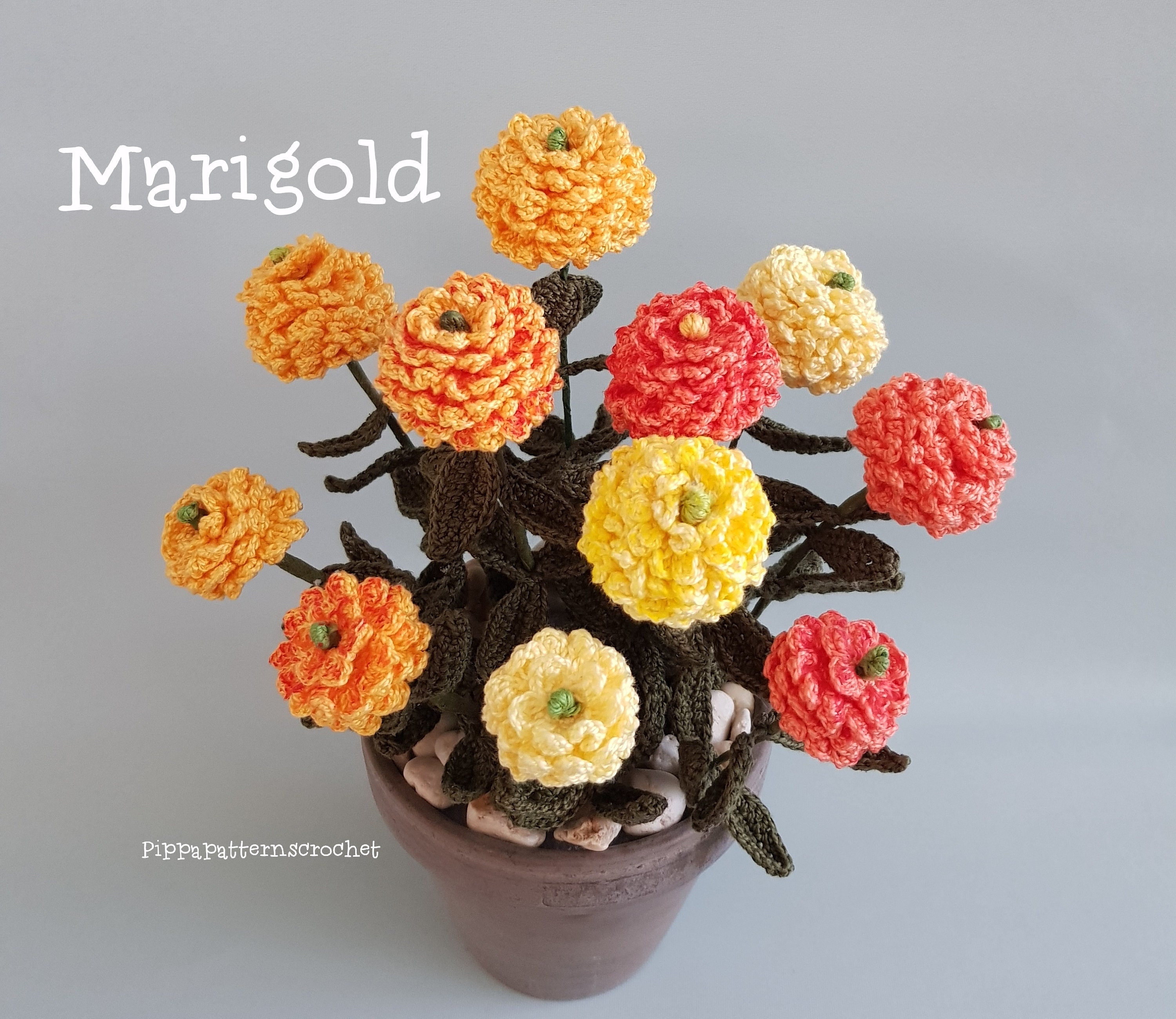Crochet Marigold Pattern Crochet Marigold Flower Pattern Etsy