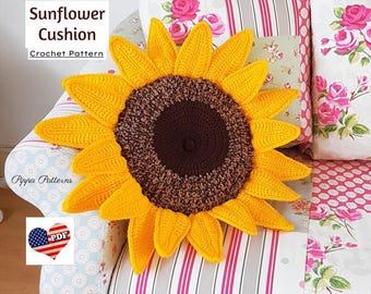 Crochet Sunflower Cushion Pattern: Photo Tutorial (PDF Pattern)