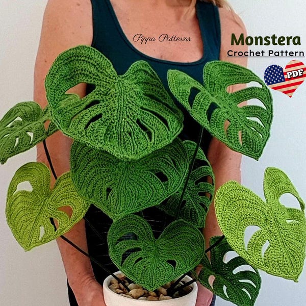Patroon Monstera-planten gehaakt: fototutorial (pdf-patroon)