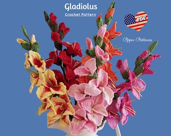 Crochet Gladiolus Flower Pattern: Photo Tutorial (PDF Pattern)