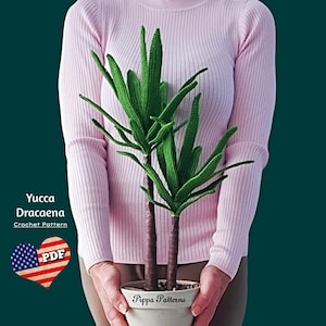 Crochet Yucca Plant Pattern: Dracaena Cane Stem Photo Tutorial(PDF Pattern)