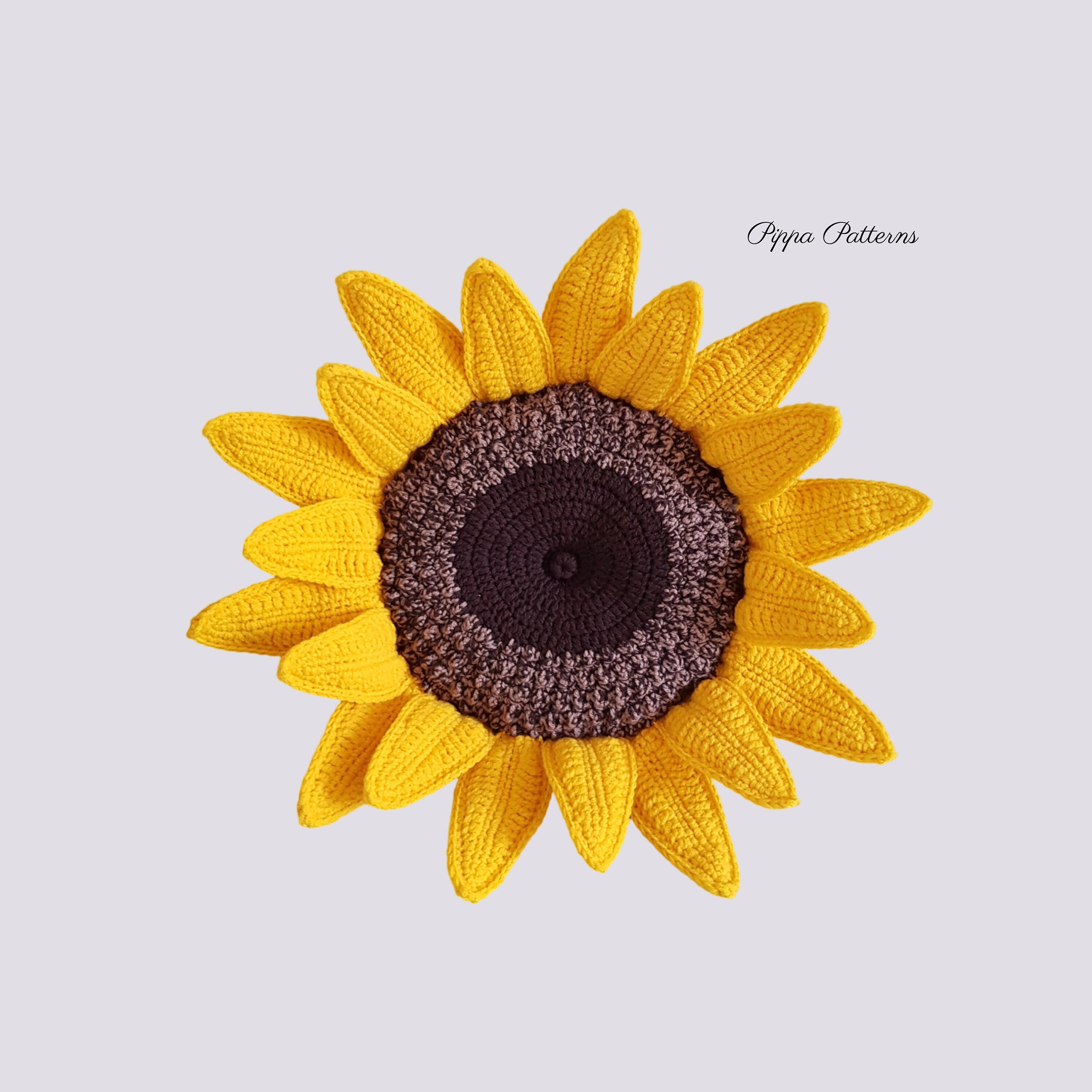 かぎ針編みの花のクッション - ひまわりのクッション - ひまわり