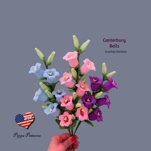 Canterbury Bells Flower Pattern photo tutorial -  Crochet Flower Pattern - for Décor, Bouquets and Arrangements