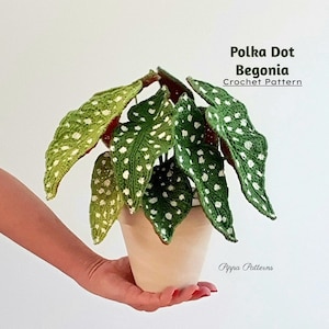 Crochet Polka Dot Begonia - Plant Pattern photo tutorial -  Crochet Plant Pattern - for Décor, Bouquets and Arrangements