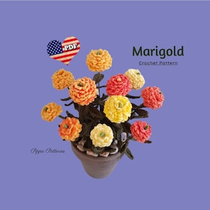Crochet marigold flower pattern photo tutorial- crochet pattern