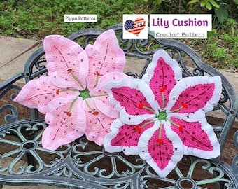 Lily Cushion - Lily pillow - photo tutorial - crochet pattern