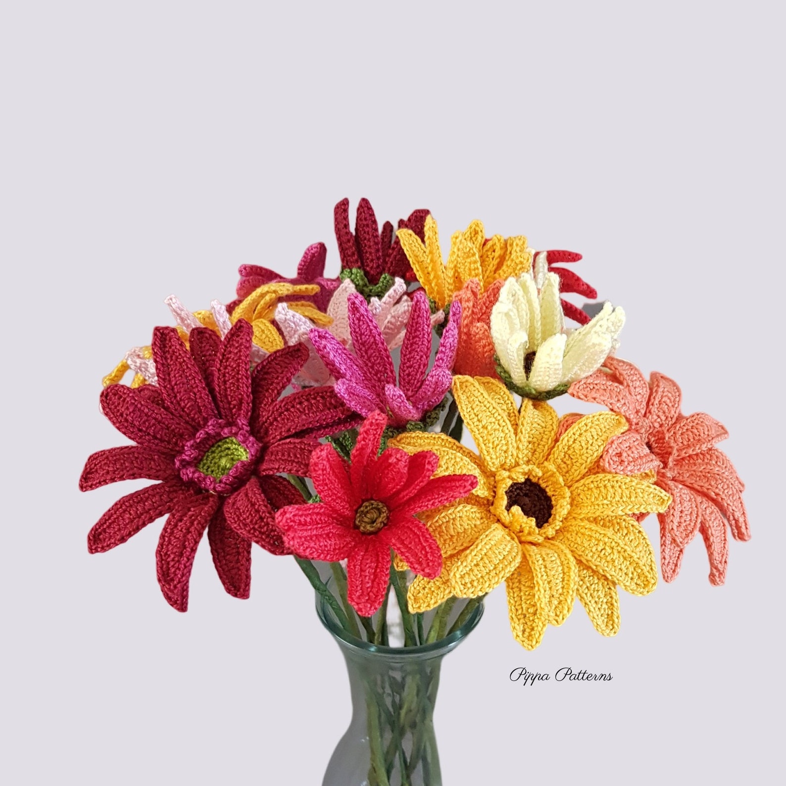 Crochet Gerbera Flower Pattern Photo Tutorial Plant Decoration Home ...