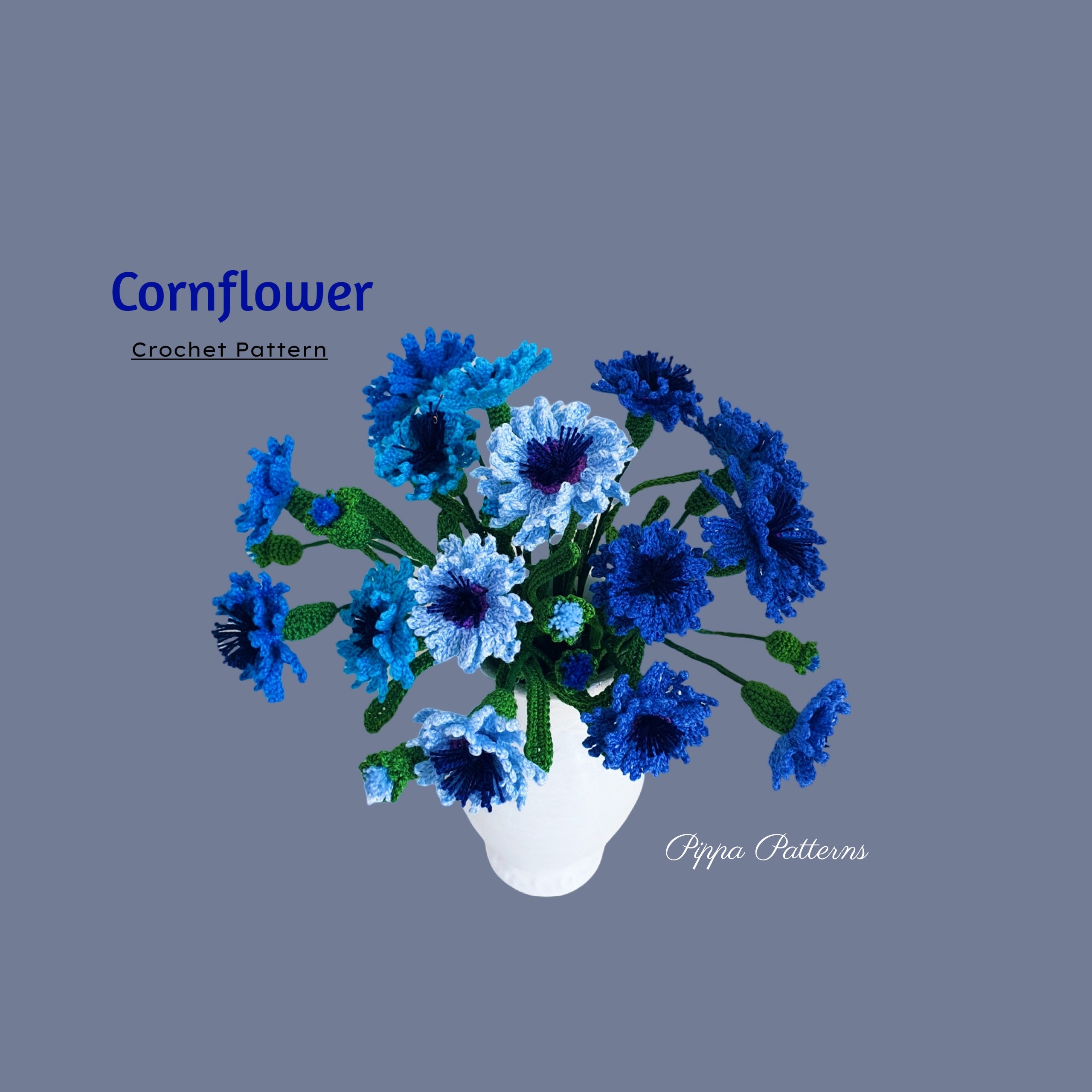 Crochet Cornflower Pattern Photo Tutorial Crochet Pattern Etsy