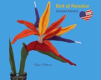 Crochet Bird of Paradise Pattern: Strelitzia Flower Photo Tutorial (PDF Pattern)