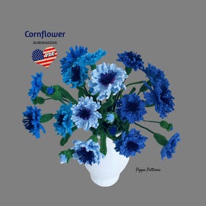 Crochet cornflower pattern  -  photo tutorial - crochet pattern