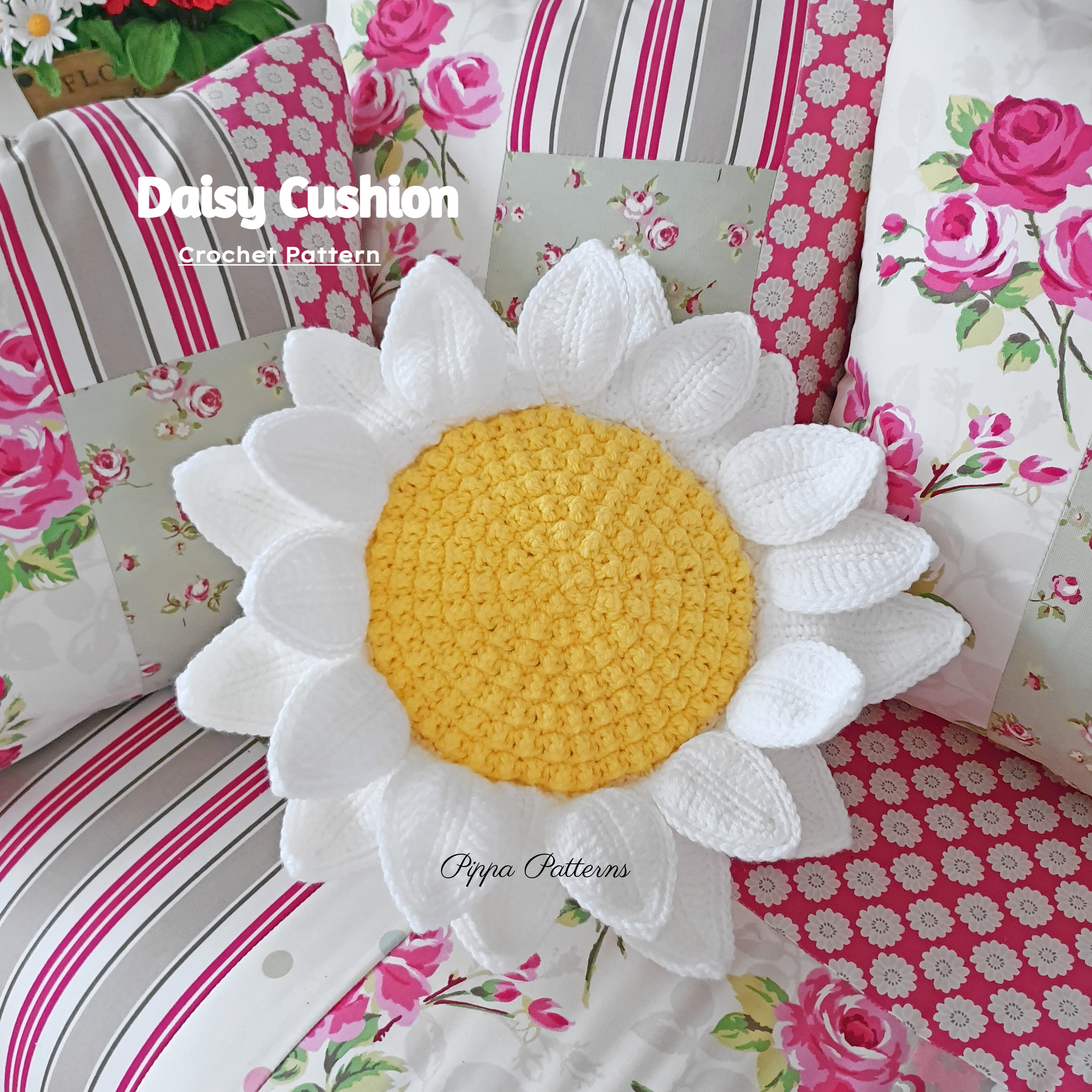 Crochet Flower Cushion Daisy Cushion Daisy Pillow - Etsy