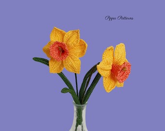 Wire Crochet Flowers - Large Daffodil