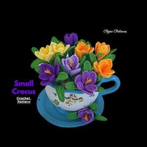 Crochet Crocus Pattern  -  Crochet Flower Pattern - photo tutorial - crochet pattern for Decor, Bouquets and Arrangements
