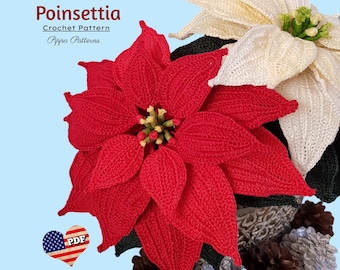 Crochet Christmas Poinsettia Pattern: Photo Tutorial (PDF Pattern)