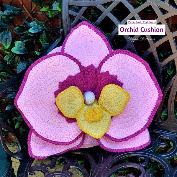 Coussin orchidée au crochet - Coussin orchidée - crochet - tutoriel pohoto - modèle au crochet