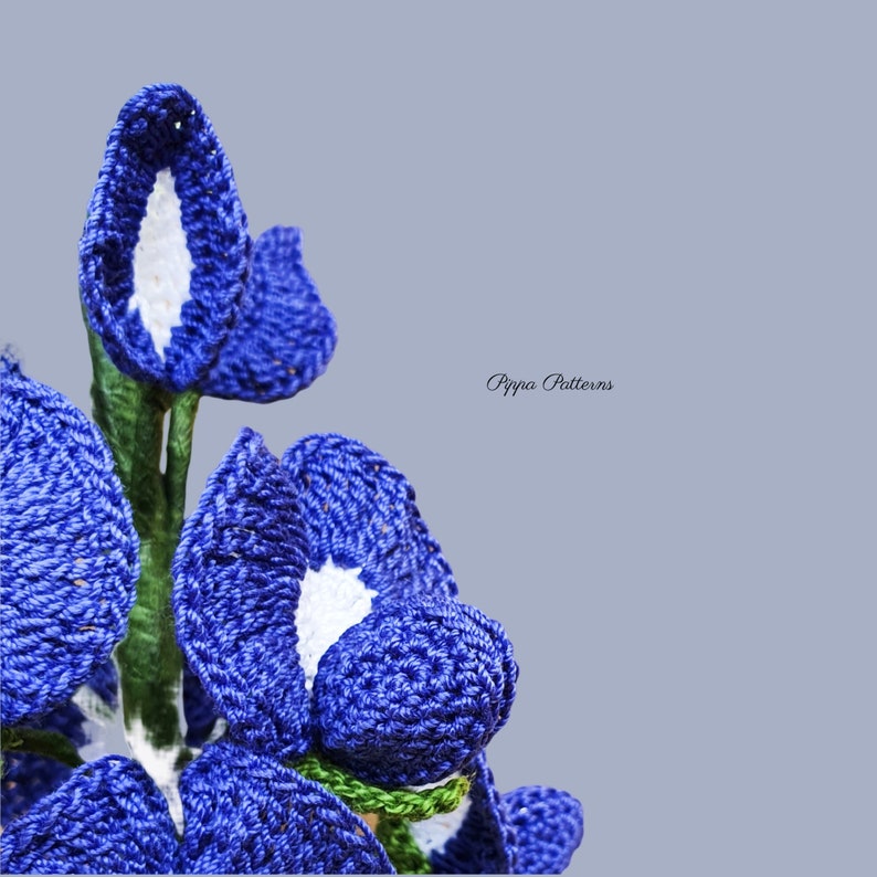 Crochet Bluebonnet Pattern Crochet Flower Pattern photo tutorial crochet pattern for Decor, Bouquets and Arrangements image 2