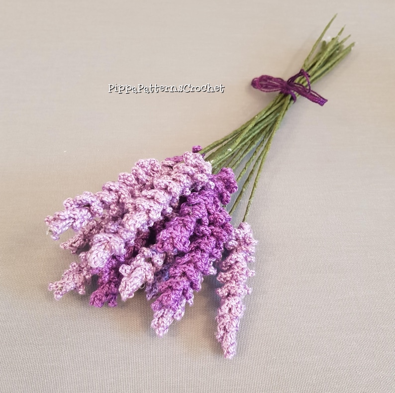 Lavender Flower Crochet Pattern photo tutorial Purple Garden Etsy