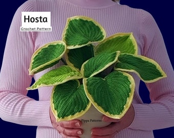 Fotoanleitung für Hosta-Pflanzenmuster – Häkel-Pflanzenmuster – für Dekoration, Blumensträuße und Arrangements
