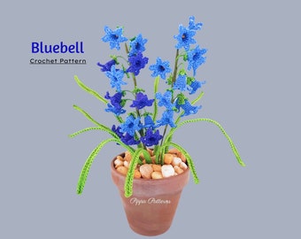 Gehäkelte Bluebell Blumenmuster Fotoanleitung Blumengesteck