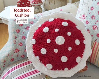 Crochet Toad stool Cushion - Toad Stool pillow - crochet - photo  tutorial - crochet pattern