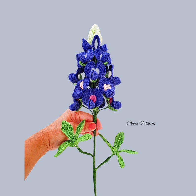 Crochet Bluebonnet Pattern Crochet Flower Pattern photo tutorial crochet pattern for Decor, Bouquets and Arrangements image 3