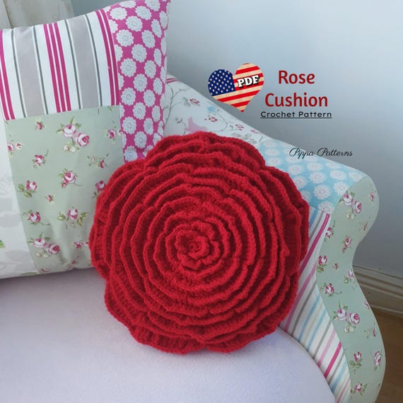 Crochet Rose Cushion Pattern: Photo Tutorial (PDF Pattern)