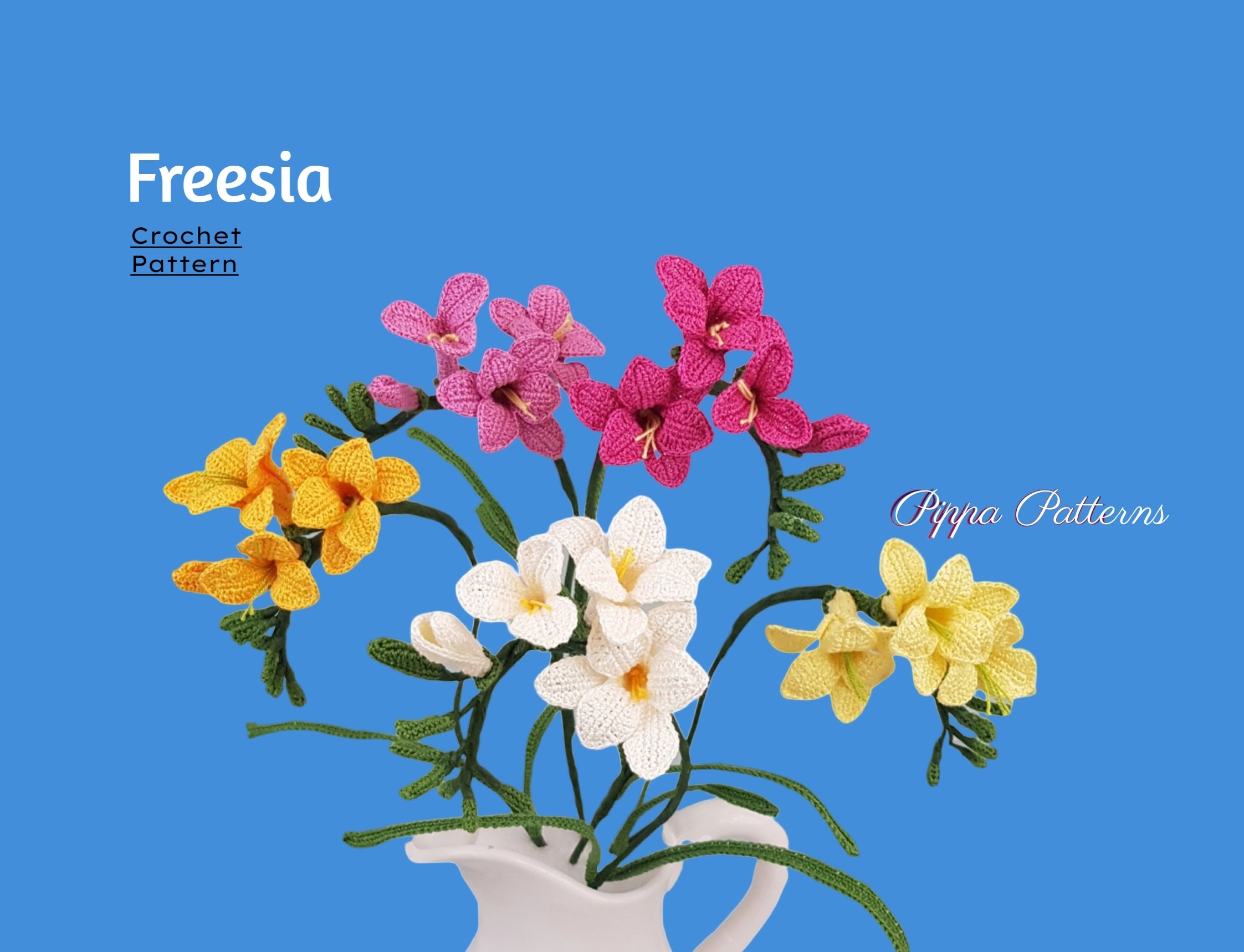 Crochet Freesia Flower Pattern Photo Tutorial for Decor Etsy