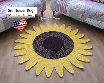 Crochet Sunflower Rug Pattern: Photo Tutorial (PDF Download)
