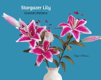 Crochet Stargazer Lily Flower Pattern photo tutorial