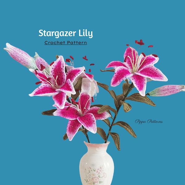 Crochet Stargazer Lily Flower Pattern photo tutorial