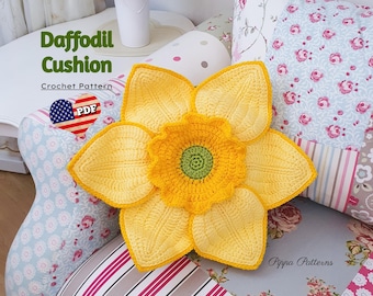 Crochet Daffodil Cushion - Daffodil pillow - crochet tutorial - crochet pattern photo tutorial