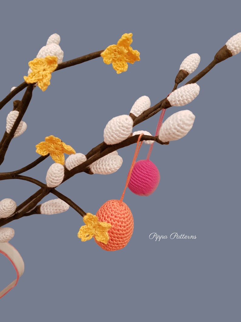 Easter Tree Crochet Pattern Pussy Willow Forsythia Easter Spring Egg photo tutorial image 5