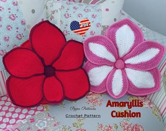 Crochet Amaryllis Flower Cushion Pattern: Photo Tutorial (PDF Pattern)
