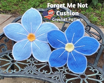 Forget Me Not Flower Cushion Crochet Pattern (PDF Download)