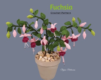 Crochet Fuchsia Pattern  -  Crochet Flower Pattern - crochet pattern for Decor, Bouquets and Arrangements