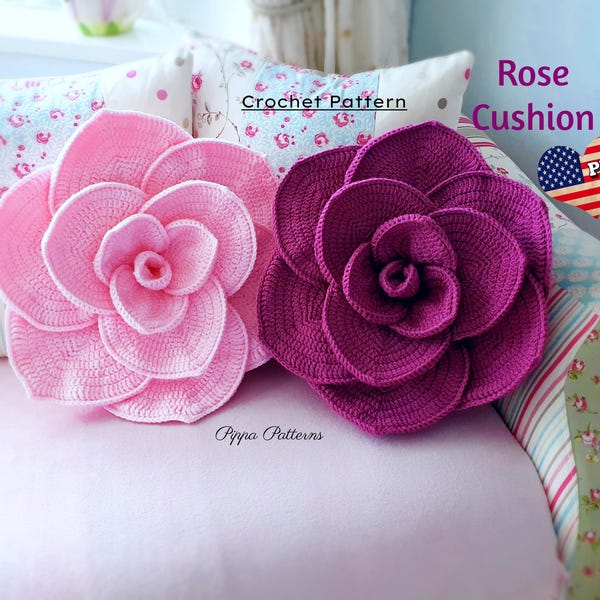 Patrón de cojín de rosa a crochet: Tutorial fotográfico (patrón en PDF)