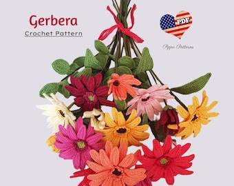 Crochet Gerbera Flower Pattern photo tutorial Plant  Decoration Home Garden