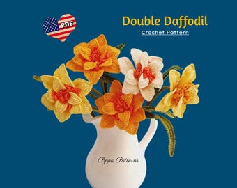 Crochet Double Daffodil Pattern: Photo Tutorial (PDF Pattern)