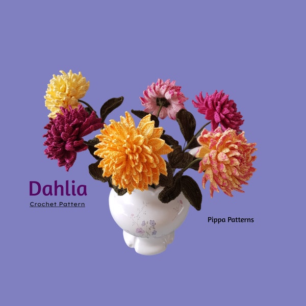 Crochet Dahlia Pattern - Crochet Dahlia Flower Pattern photo tutorial - crochet pattern for Decor, Bouquets and Arrangements