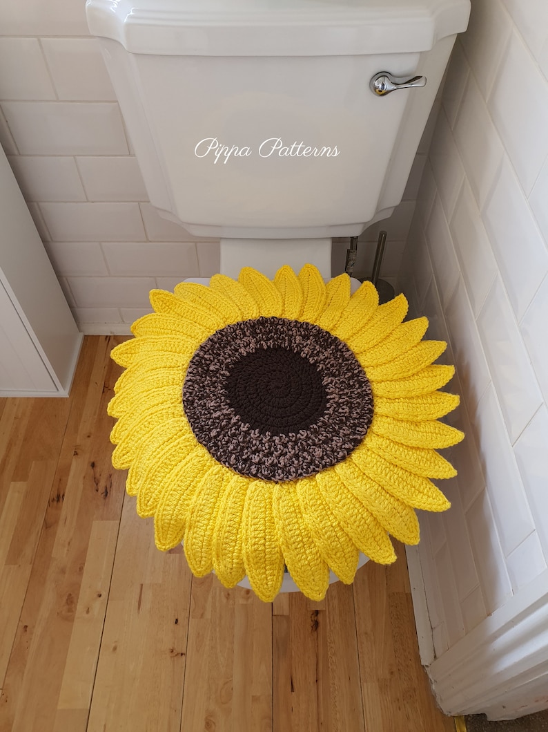 Crochet Sunflower Bathroom Set Sunflower Mat Sunflower Etsy