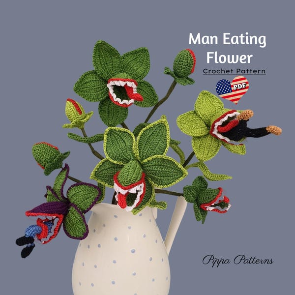 Bouquet man eating flowers pattern  - crochet photo tutorial / pattern