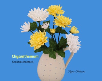 Crochet Chrysanthemum Pattern  -  Crochet Flower Pattern - photo tutorial - crochet pattern for Decor, Bouquets and Arrangements