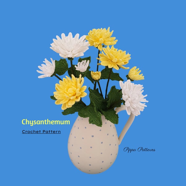 Crochet Chrysanthemum Pattern - Häkelblumenmuster - Fotoanleitung - Häkelanleitung für Dekore, Blumensträuße und Gestecke