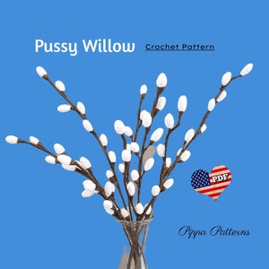 Pussy Willow Virkmönster fotohandledning Påskträdgård Krukväxt Heminredning och Blomsterarrangemang